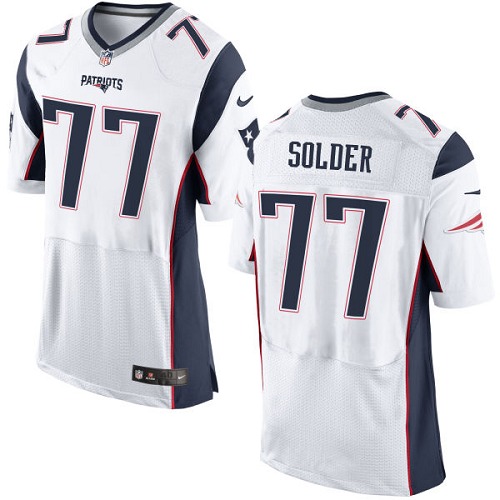 Men's Elite Nate Solder Nike Jersey White Road - #77 NFL New England Patriots